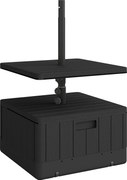 Outsunny Base para Chapéu de Sol Exterior 3 em 1 Mesa Auxiliar Ajustável Vaso Recarregável com Areia 80 kg Preto | Aosom Portugal
