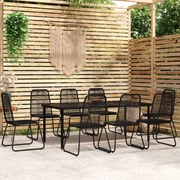 9 pcs conjunto de jantar para jardim preto