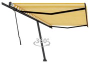 vidaXL Toldo retrátil manual independente 500x350 cm amarelo e branco
