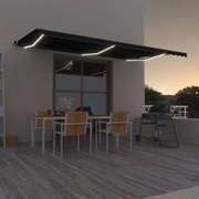 vidaXL Toldo retrátil manual com LED 600x350 cm antracite
