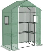 Outsunny Estufa de Jardim com 1 Porta 2 Janelas e Prateleiras de 2 Níveis em Forma de U para Cultivo de Plantas 140x73x190 cm Verde | Aosom Portugal