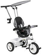 HOMCOM Triciclo Bebê 2 em 1 Evolutivo +12 Meses Toldo Dobrável Guiador Telescópico Segurança Branco | Aosom Portugal