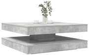 vidaXL Mesa de centro rotativa a 360 graus 90x90x34,5 cm cinza cimento