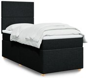 vidaXL Cama com molas/colchão 90x200 cm tecido preto