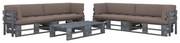 vidaXL 6 pcs conj. lounge paletes c/ almofadões pinho impregnado cinza