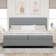 vidaXL Cama Box com colchão Cinzento-claro 200 x 200 cm tecido