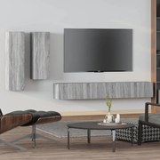 vidaXL Conjunto móveis de TV 4 pcs madeira processada sonoma cinza
