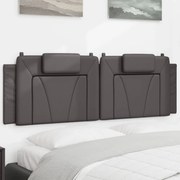 vidaXL Almofadão de cabeceira 160 cm couro artificial cinzento