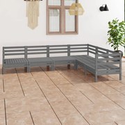 vidaXL 6 pcs conjunto lounge de jardim pinho maciço cinzento