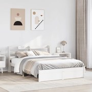 vidaXL Estrutura cama c/ cabeceira 120x190 cm pinho maciço branco