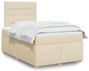 Cama boxspring com colchão 120x190 cm tecido cor creme