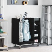 vidaXL Armário de Golfe com roda Liso Carvalho Preto 90 x 45 x 98 cm