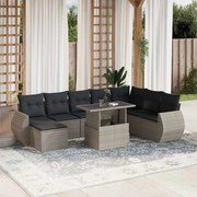 vidaXL 9 pcs conj. sofás jardim com almofadões vime PE cinzento-claro