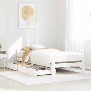 vidaXL Cama sem colchão 75x190 cm madeira de pinho maciça branco