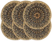 vidaXL Individuais de mesa 6 pcs juta 38 cm redondo azul-escuro