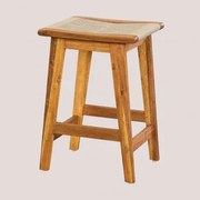 Banco Alto De Jardim 65 Cm Em Madeira De Acácia E Corda Entrançada Tenay Castanho Trigo - Sklum
