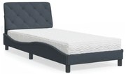 Cama com colchão 80x200 cm veludo cinzento-escuro