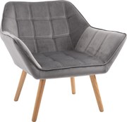 HOMCOM Poltrona para Sala Poltrona Relax Estofada em Veludo com Assento Amplo Pés em Madeira 67x61,5x71 cm Cinza | Aosom Portugal