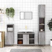 vidaXL 3 pcs Conjunto móveis casa de banho madeira proc. cinza sonoma