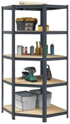 vidaXL Estante canto 5 prateleiras derivados de madeira/aço antracite