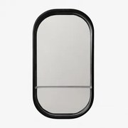 Espelho De Parede Oval 50x90 Cm Para Casa De Banho Com Prateleira Warien Preto - Sklum