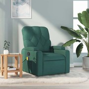 vidaXL Poltrona de massagens reclinável tecido verde-escuro