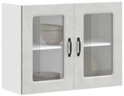vidaXL Armário de parede de cozinha porta vidro Kalmar concreto cinza