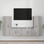 Conjunto móveis de TV 4 pcs madeira processada sonoma cinza