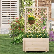 Floreira elevada com treliça 98 x 35 x 101 cm-S com Drenagem de madeira para plantas trepadeiras Natural