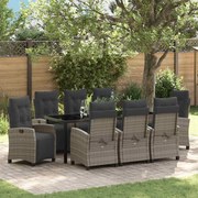 vidaXL Conjunto de Jantar de Jardim com 9 Peças em Rattan Cinza