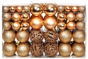 vidaXL Conjunto de bolas de natal 100 pcs 3/4/6 cm rosa/dourado
