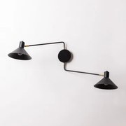 Lâmpada De Parede Orientável Em Ferro Com 2 Pontos De Luz Duplo Twin Preto - Sklum
