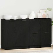 vidaXL Buffets 3 pcs Madeira de carvalho preta