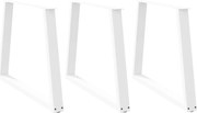 vidaXL Pernas para mesa de jantar em V 3 peças, branco, 90x(72-73,3) cm, aço