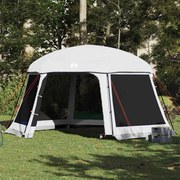 vidaXL Tenda para piscina c/ mosca amovível e paredes de rede cinzento