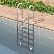 vidaXL Escada de piscina 54x38x211 cm aço inoxidável 304
