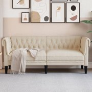 vidaXL Sofá chesterfield 2 lugares linho