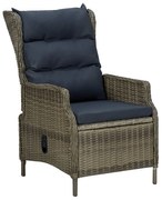 vidaXL Cadeira de jardim reclinável com almofadões vime PE castanho