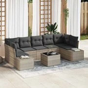 vidaXL Conjunto de Sofá de Jardim com 8 Peças em Rattan Sintético Cinza Claro, com Almofadas