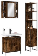 vidaXL 3 pcs conjunto móveis WC derivados de madeira carvalho fumado