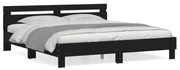 vidaXL Estrutura cama c/ cabeceira 160x200 cm derivados madeira preto