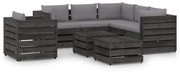 8 pcs conj. lounge jardim + almofadões madeira impreg. cinzento