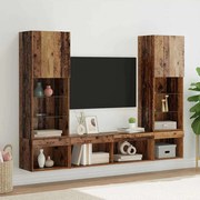 vidaXL Unidades de TV de Parede com LED com led 5 pcs Madeira antiga