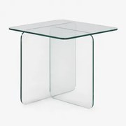 Mesa Lateral Quadrada 50x50 Cm Em Vidro Temperado Eliana Transparente - Sklum