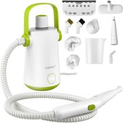 Máquina portátil de limpeza a vapor de 1000w com tanque de água de 300ml, mangueira estendida e vaporizador de roupas de cabo longo Branco