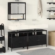 Conjunto de Móveis para Casa de Banho 3 Peças Carvalho Preto Madeira d