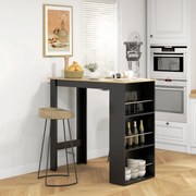 Mesa de Bar com 3 Prateleiras (BANCO NÃO INCLUÍDO) com Suporte Estilo Moderno para Cozinha Sala de Jantar 112x57x106 cm Preto e Madeira
