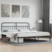 vidaXL Estrutura de cama com cabeceira 200x200 cm metal preto