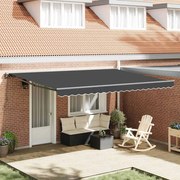 vidaXL Toldo Retrátil Manual Antracite 450 × 300 cm Poliéster e Metal