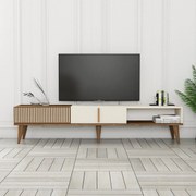Móvel TV Milan – Nogueira e Creme – 180 cm x 40 cm x 35 cm